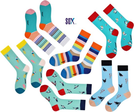 CRAZY SOX 6 PACK Multipack Unisex met fantasie Friet/Popcorn/Bacon en Eggs/ Hamburger 37/42 in katoen zonder teennaad