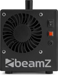 Achterkant van de BeamZ B300 bellenblaasmachine met ventilator, aan/uit schakelaar en aansluiting.
