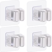 Lot de 4 supports muraux pour vadrouille et balai – Pince à balai autocollante sans Embouts – Support pour balai et pelle à poussière pour la maison, le Jardin, le Garage et le stockage – 4 pièces