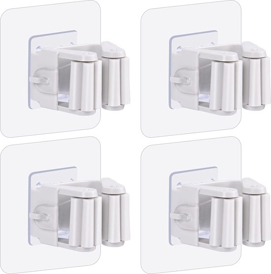 Zhjuju Mop Bezem Houder, 4 Pack Mop en