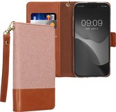 kwmobile telefoonhoesje geschikt voor Apple iPhone 15 Pro case - Met RFID blokkering - Portemonnee hoesje in oudroze / bruin