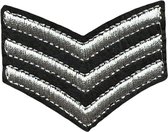 Military Rang Strepen Embleem Strijk Patch Zilver 6.5 cm / 5.2 cm / Zilver Zwart