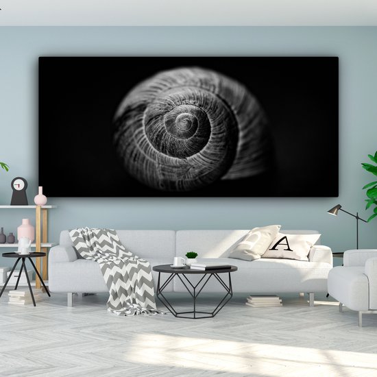 Toile - Animaux - Escargot - Zwart - Wit - Toile - 160x80 cm - Peintures sur toile - Décoration murale