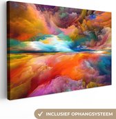 Canvas - Olieverf - Schilderij - Wolken - Regenboog - Abstract - 150x100 cm - Schilderijen op canvas - Muurdecoratie