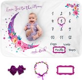 Luka&Lily Baby Maanden Deken voor Baby Meisje - 150x100cm - Babymaand Verjaardag - Groeidiagram voor hun Eerste Jaar - Babydeken als Babyaccessoires voor Fotografie