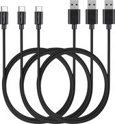 3x USB C naar USB A Kabel Zwart - 1 meter - Oplaadkabel voor OnePlus 11 5G / OnePlus 12 5G