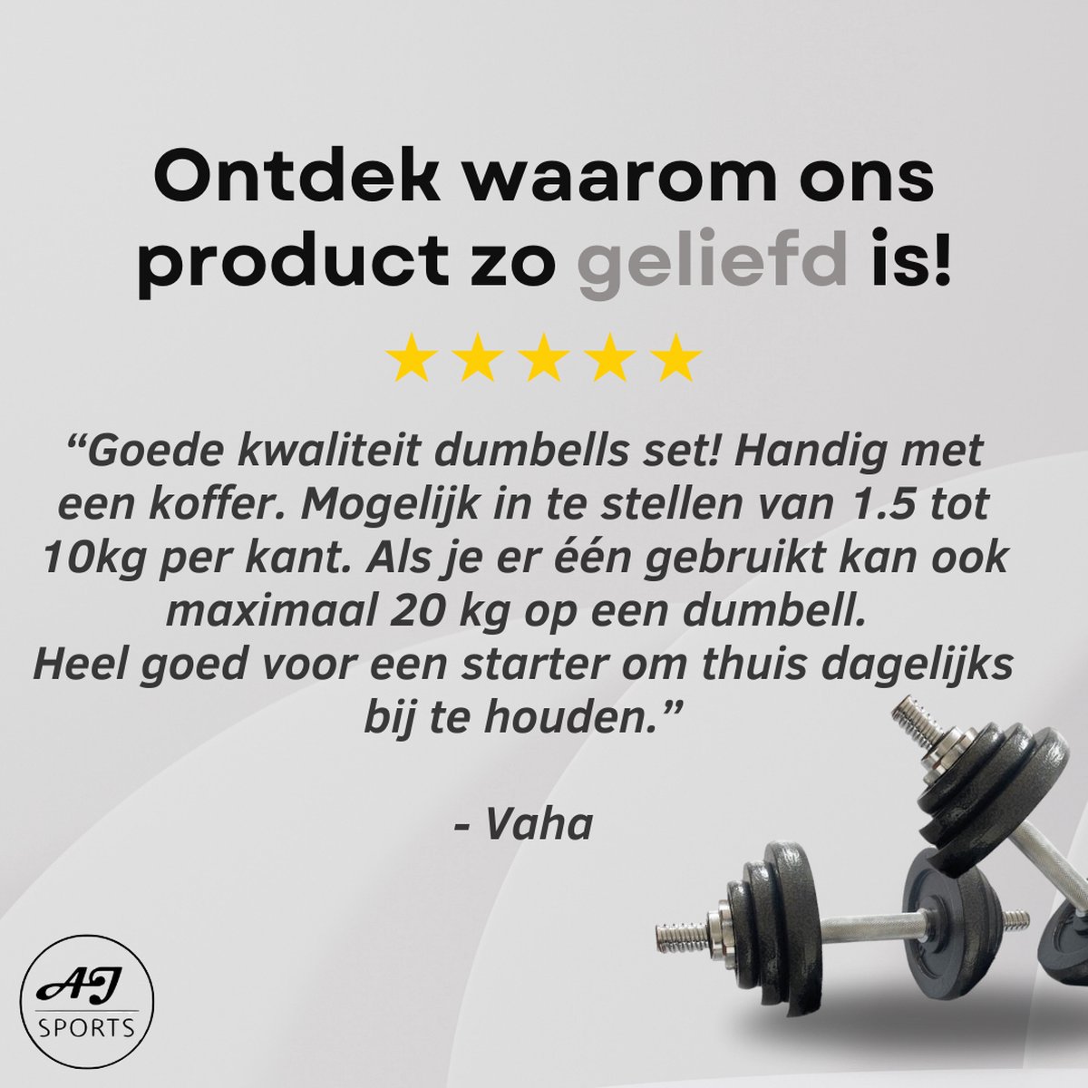 AJ-Sports Verstelbare Dumbell set 20kg - Gewichten - 2 x 10kg - Gewichten set - Halterset - Fitness gewichten - Krachttraining - Fitness - Inclusief handige opberg box – foto 6
