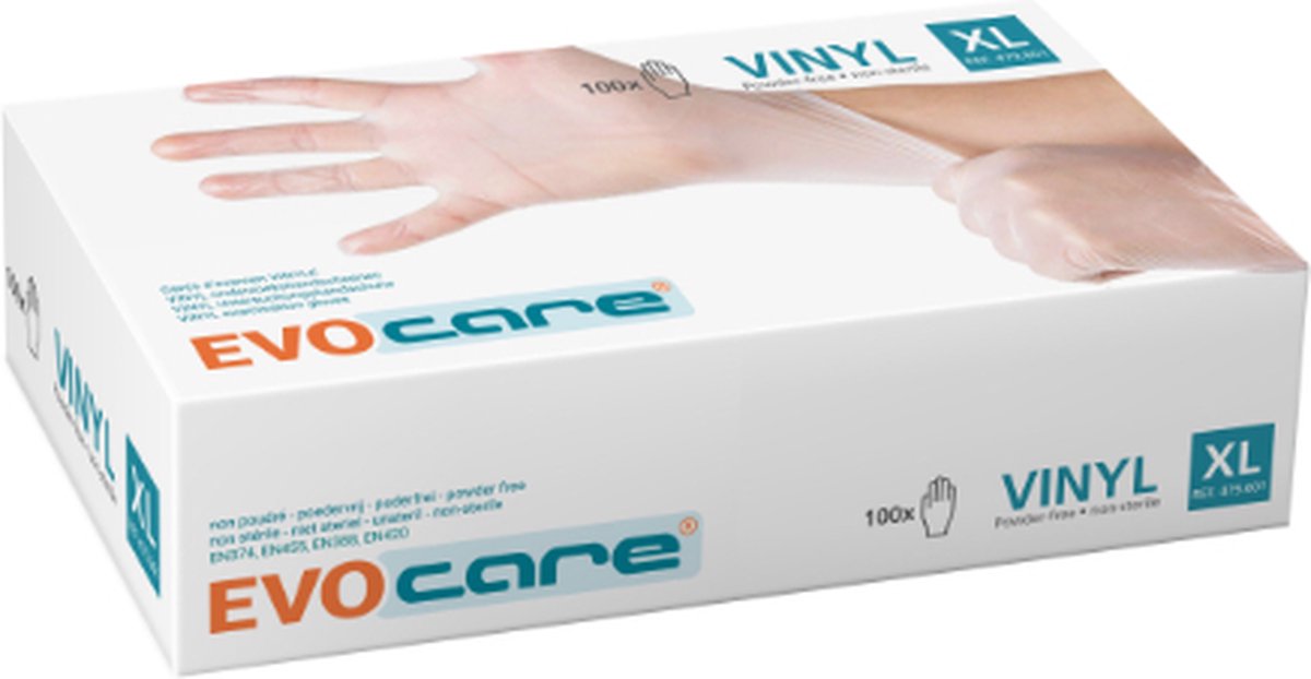 Ongepoederde VINYL handschoenen XL (9-10) - 10 pakken van 100 stuks