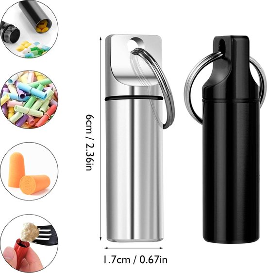 Pillenbox pillendoos tabletbox aluminium mini pil box met sleutelhanger waterdicht geneeskunde pillendoos voor reizen camping vissen opslag