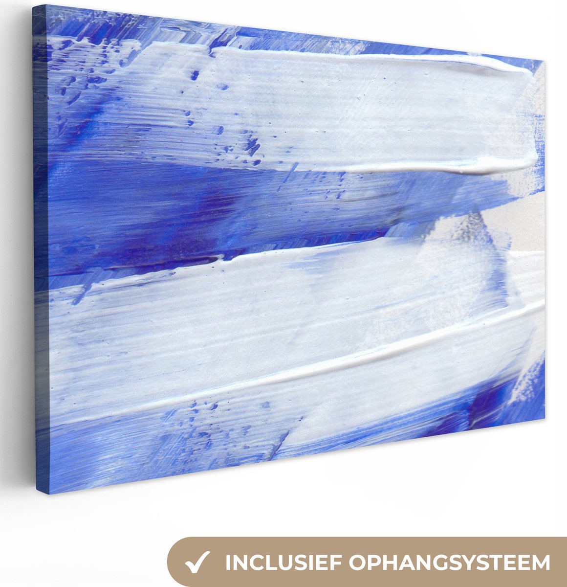 Canvas schilderij 150x100 cm - Wanddecoratie Verf - Design - Blauw - Muurdecoratie woonkam