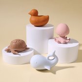 IL BAMBINI - lot de 4 jouets de bain en silicone - sans BPA - baleine - poulpe - tortue - canard - jouets de bain - sans moisissure