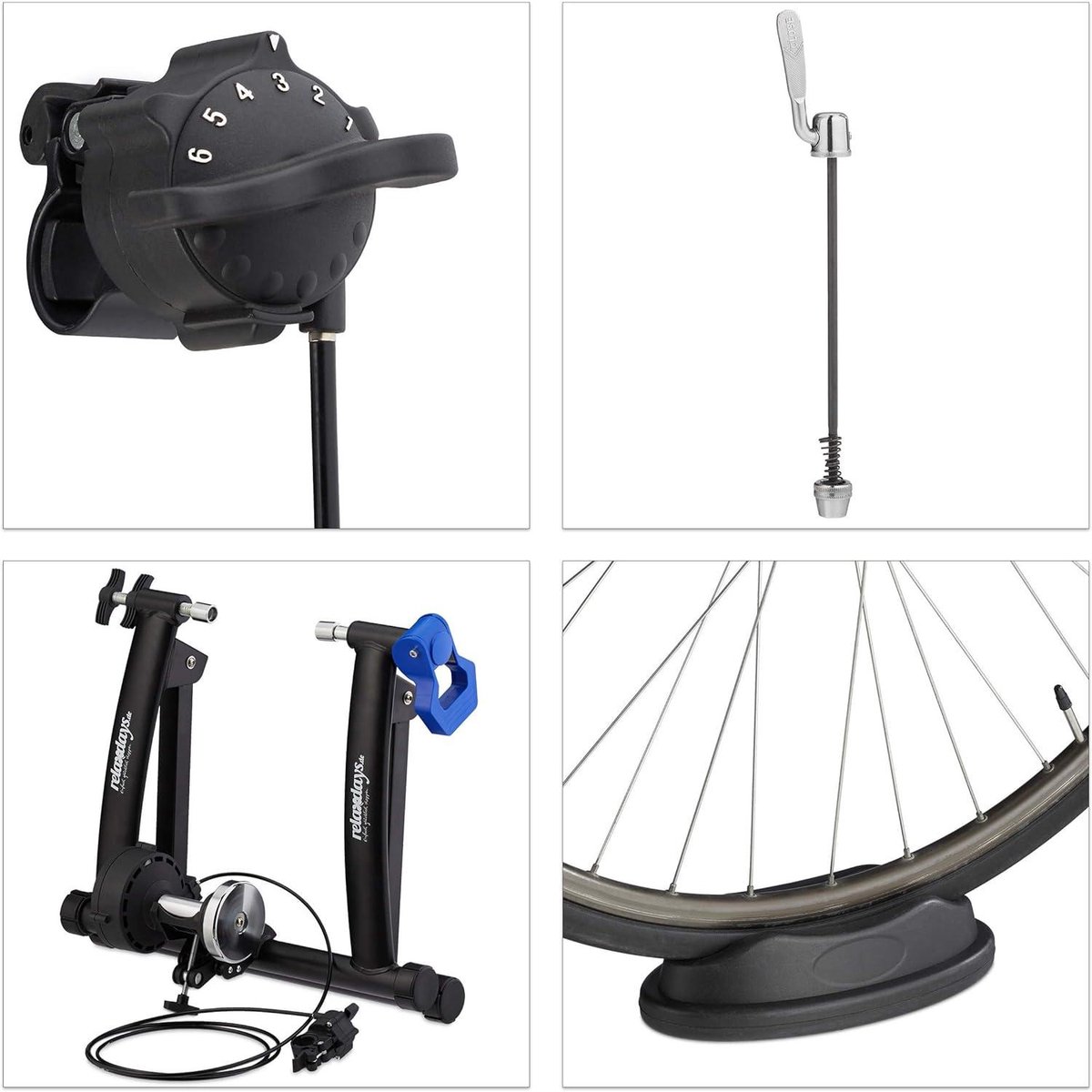 Dynamomètre pliable pour vélo d'entraînement pour roue de 26 à 28 pouces en noir avec
