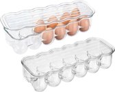 Eierrekje voor de koelkast - met deksel - plastic - voor 12 eieren - doorzichtig