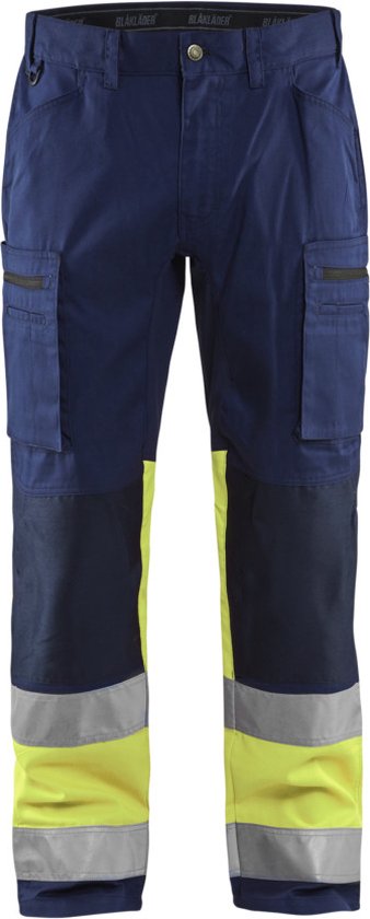 Blåkläder 1551-1811 Pantalon de travail extensible haute visibilité bleu marine / jaune taille 150