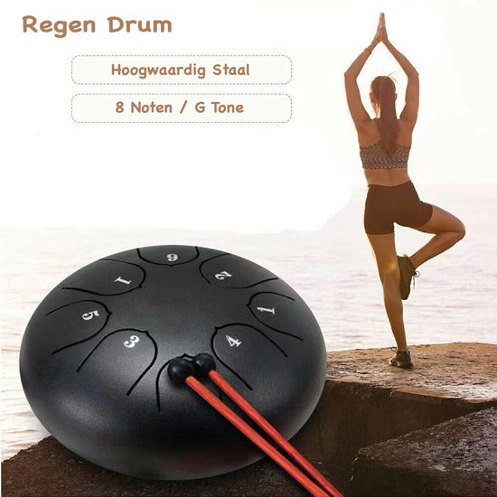 Tambour De Pluie Extérieur 3 Pouces (7,6 Cm) - 6 Tons En Acier, Pour Yoga, Méditation Ou éducation Musicale - 2