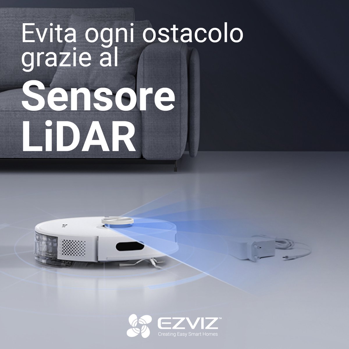 Afbeelding 2 van Ezviz RE4 Plus Slimme Robotstofzuiger - LiDAR Navigatie - Dweilen (300 ml) - Obstacle Vermijding - No-Go Zones - Tapijt Detectie - E10 Filter - Automatische Stofbak Legen - Compatibel met Alexa, Google Assistant - Wit