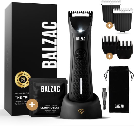 BALZAC™ Trimmer 2.0 & 2 Extra Blades - Bodygroomer Mannen - Manscaped - Gemaakt voor Schaamstreek - Haartrimmer - Waterdicht - Twee Standen - Incl. E-Book