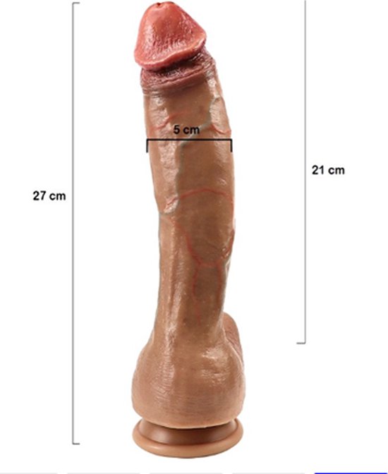 DILDO XXL met zuignap 27 cm - Super realistisch gevoel - Luxe Uitvoering - Flexibel - Siliconen