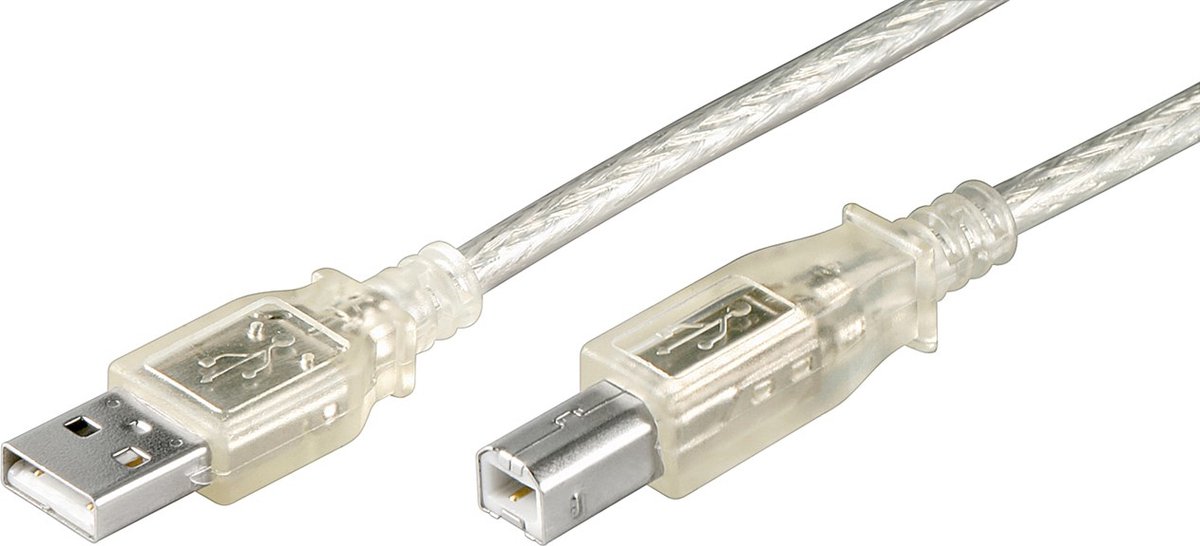 USB-kabel 1 meter USB 2.0 USB A USB B Transparant