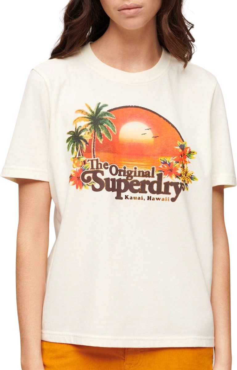 Superdry Travel Souvenir Shirt Dames 38 Oranje