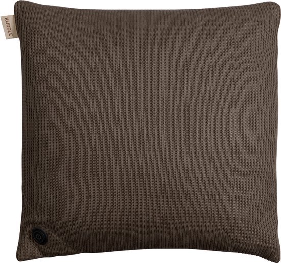 Kuddle Warmtekussen Oplaadbaar - Gebreid 'Mocha Brown' 45x45cm - Draadloos & Elektrisch - Inclusief Powerbank