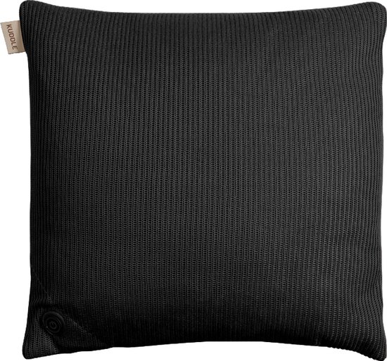 Kuddle Warmtekussen Oplaadbaar - Gebreid 'Midnight Black' 45x45cm - Knitted - Draadloos & Elektrisch - Inclusief Powerbank