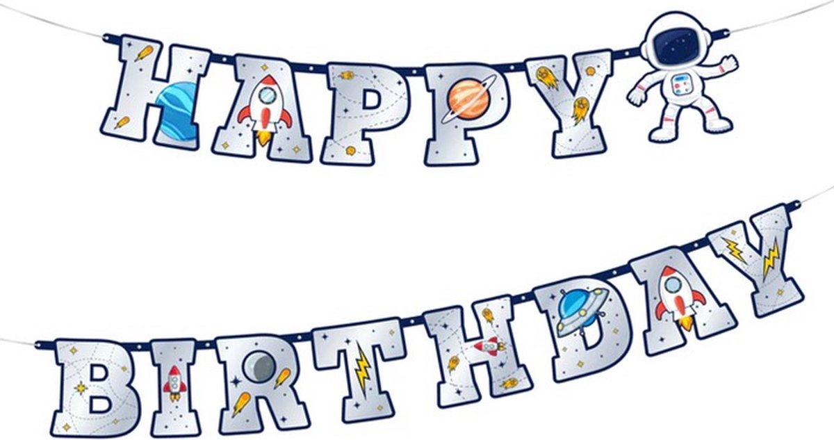 Letterslinger Banner Happy Birthday Cosmos 220x16cm.