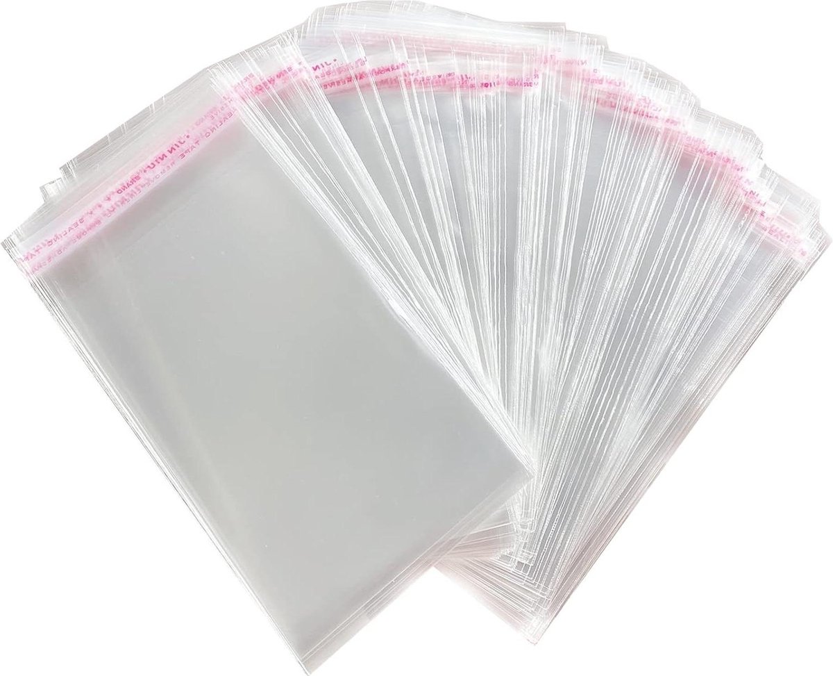 300 Stuks Zelfklevende OPP-zakken - Doorzichtige Plastic Zakken - Cellofaanzakken - Platte zak - Geschenkzakjes - Zakjes - Kerst decoratie - voor koekjes Taarten Chocoladesuikergoed (9 * 18cm)