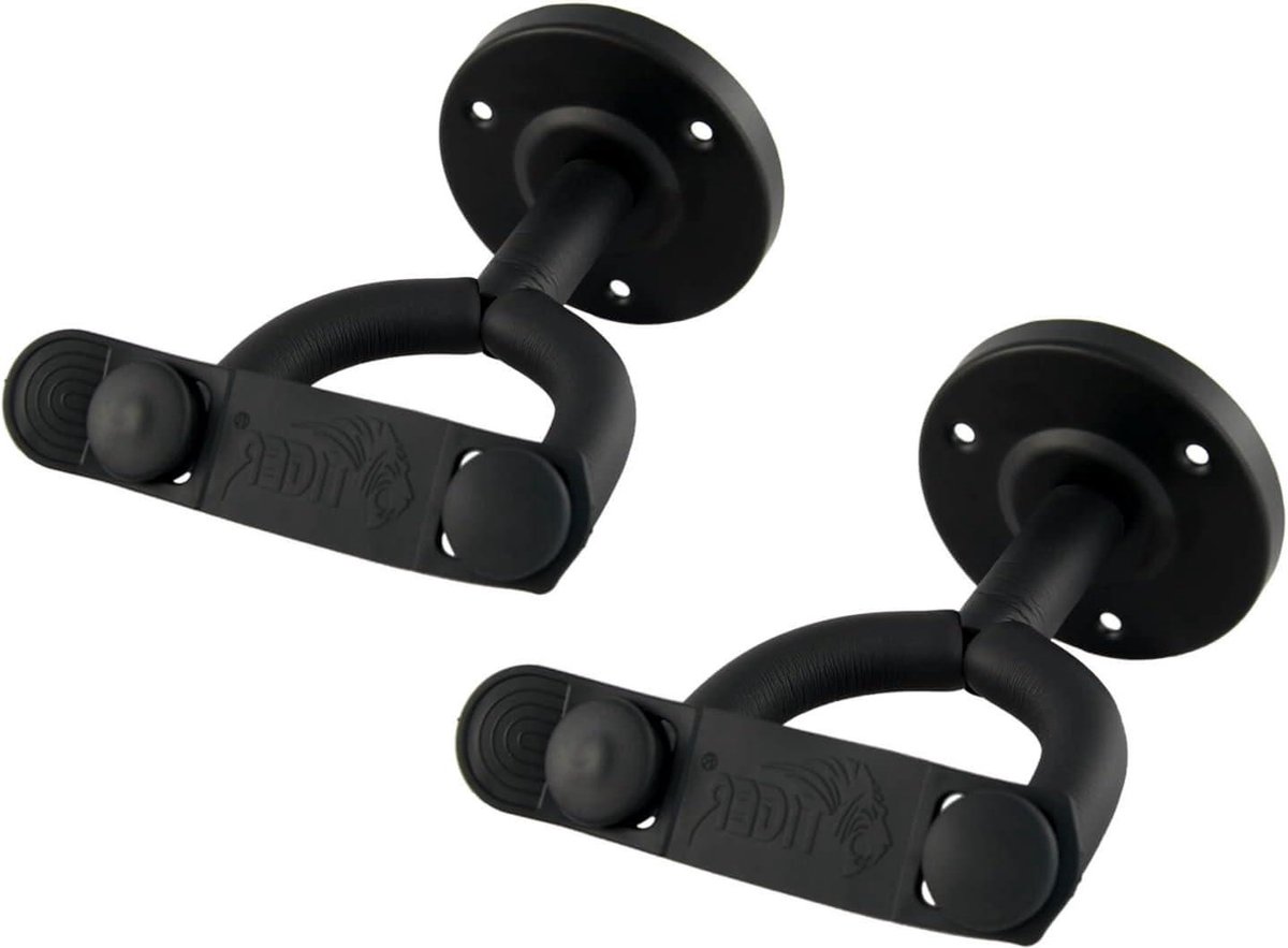 Gitaar wandhanger met beveiligingsriem - Pack van twee - Zwart
