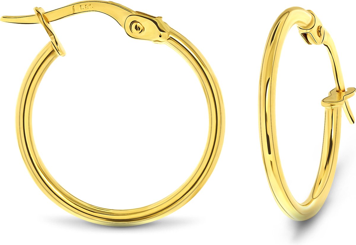 Miore Pure Oorbellen Dames - 14 Karaat Goud - Handgemaakte Oorringen - 1.5 mm