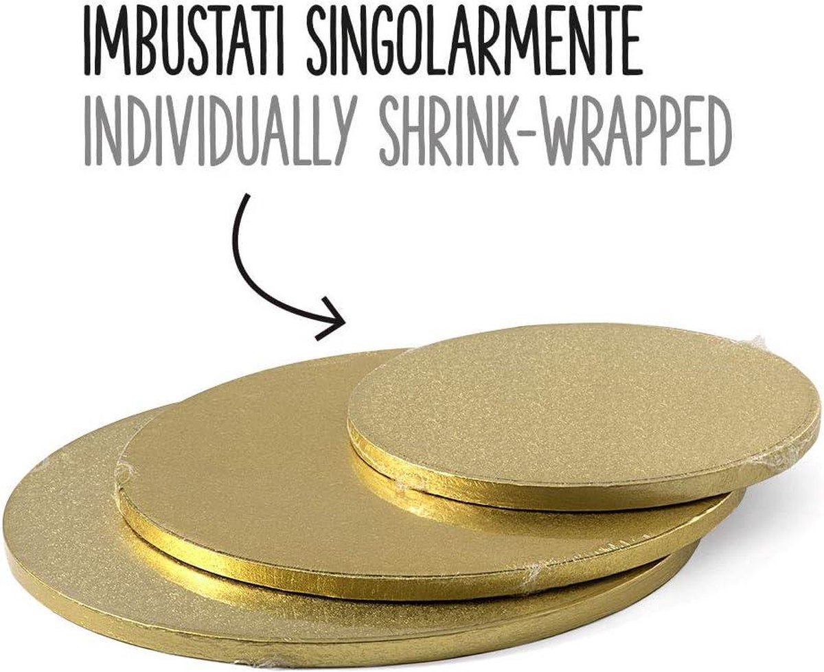 Cakeboard goud Ø 50 x H 12 cm - 20 INCH papier - Ronde taartkarton