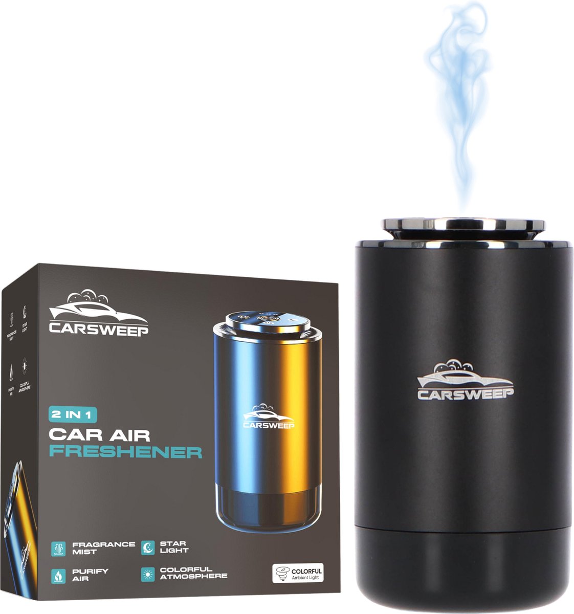 Goedkoopste Carsweep® Auto Parfum - Auto luchtverfrisser - Auto Geurverfrisser - Inclusief sfeer verlichting - White tea