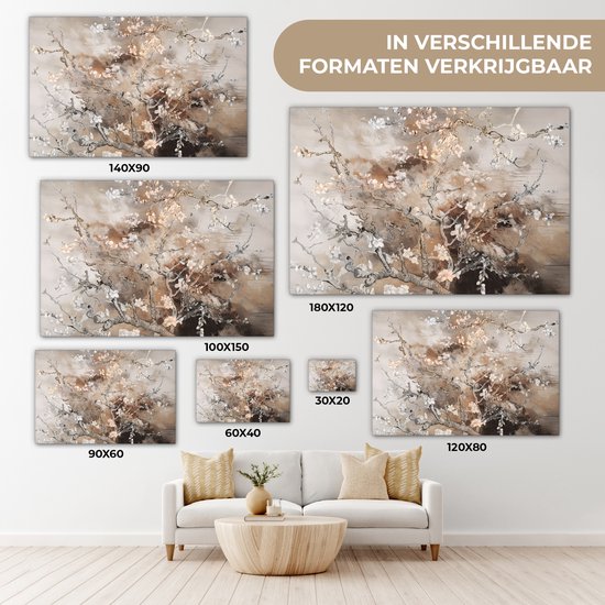 Tableau sur toile Fleur d'amandier - Peinture - Painting - Art - Van Gogh - Beige - Abstrait - 120x80 cm - Décoration murale
