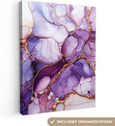 Peinture sur toile 90x120 cm - Marbre lilas violet - Accessoires de décoration de chambre - Peintures salon - Décoration murale chambre - Décoration murale cuisine - Toile murale intérieur - Décoration maison - Tableau abstrait