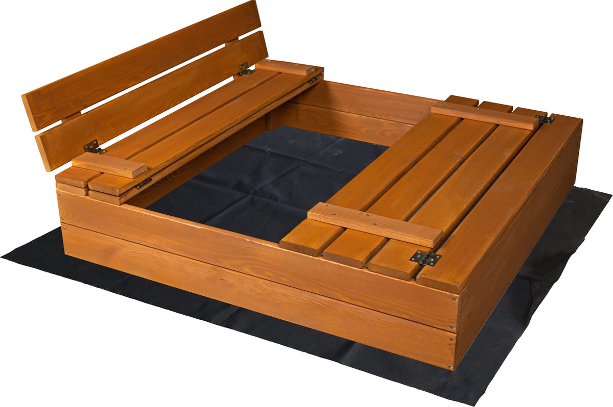 Afsluitbare Zandbak met Banken 100x100 cm – GECERTIFICEERD & GEÏMPREGNEERD HOUT | Incl. Afdekzeil & Gronddoek | Voor 1 Kind — afbeelding 6