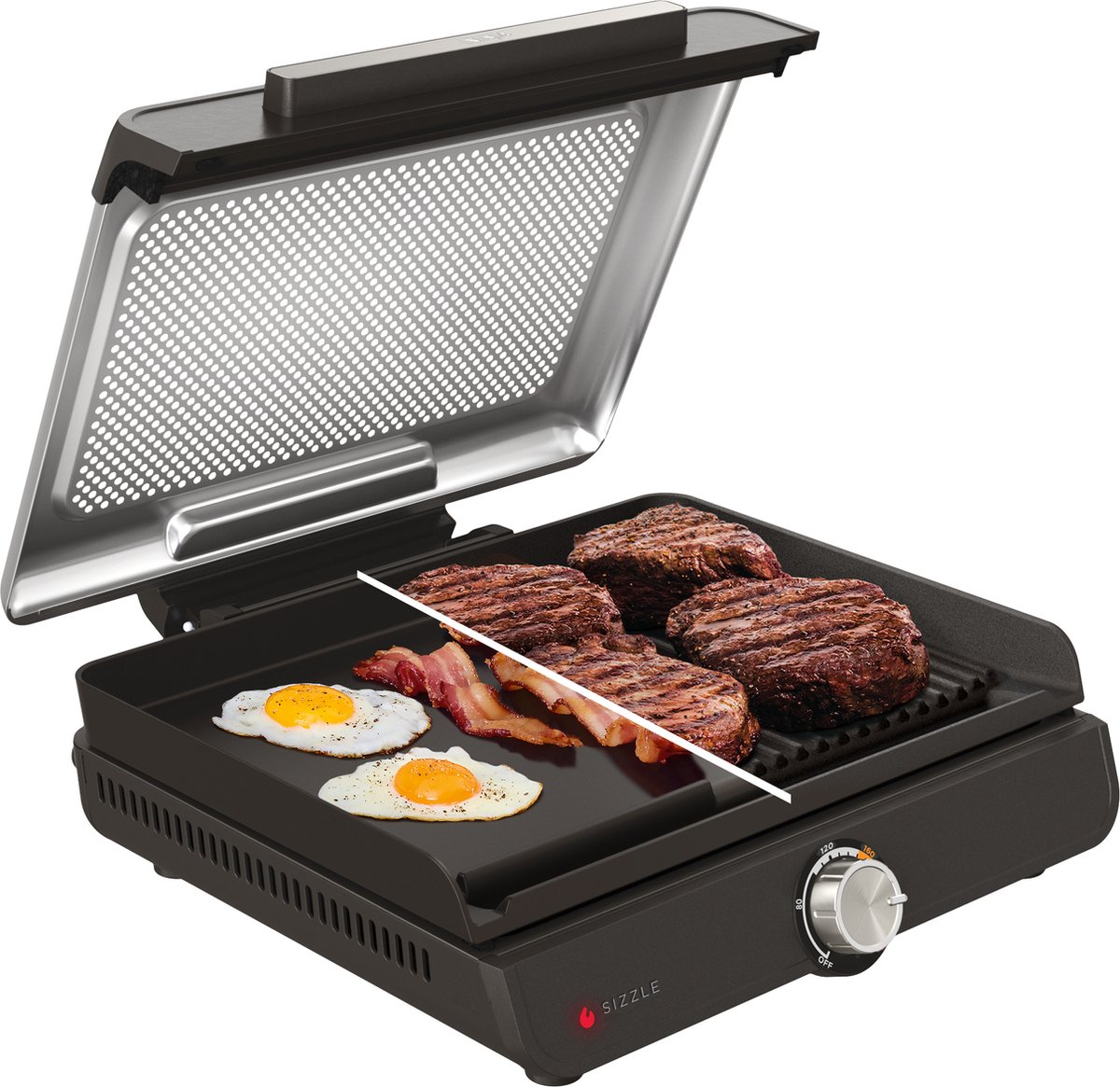 Ninja Sizzle Griddle & Grill - Rookvrije Contactgrill - Verwisselbare Grill en Plancha Bakplaat - PFAS-Vrije Anti-Aanbaklaag - tot 260 °C - GR101EU