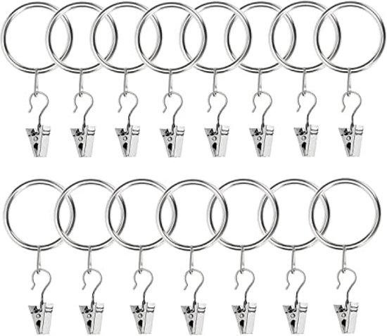 LLPJS 40 stuks gordijnringen met clips, draperie clips met ringen