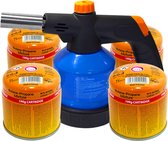 SMH LINE® Soldeerbrander - Dakbranders - Gasbrander - Piezo Ontsteking - Incl. 4x 190g Gaspatroon