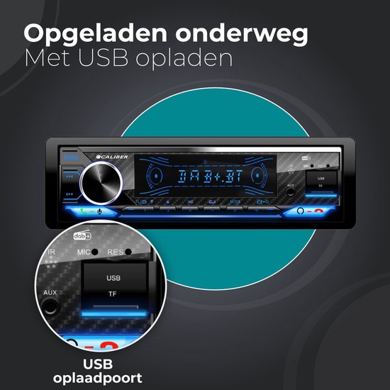 Caliber Autoradio - Autoradio met Bluetooth - dab+ - 4 x 100W - 1 din Autoradio - Handsfree bellen - Multicolour Display - usb Oplaadpoort