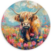 WallCircle® Wandcirkel 90x90 cm - Muurcirkel IJsvogel - Bloesem - Natuur - Vogels - Bloemen - Kunst - Muurdecoratie woonkamer - Wanddecoratie slaapkamer - Kamer decoratie accessoires - Ronde schilderijen - Woonaccessoires binnen cirkel