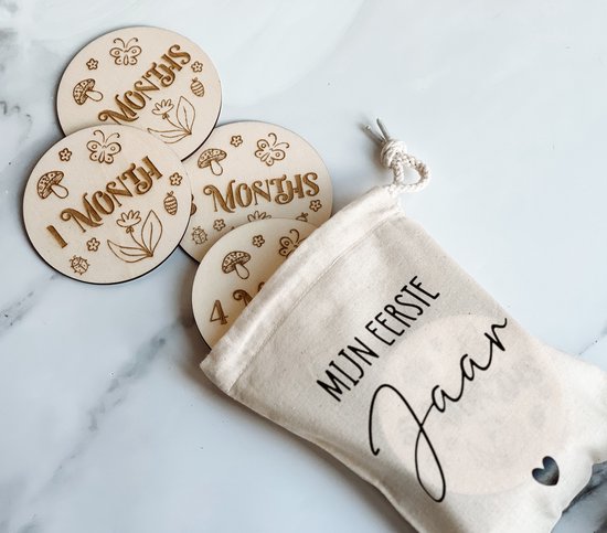 Mijlpaalkaarten - Geboorte mijlpaalkaarten - hout - newborn - milestone cards first year van Mi — afbeelding 2
