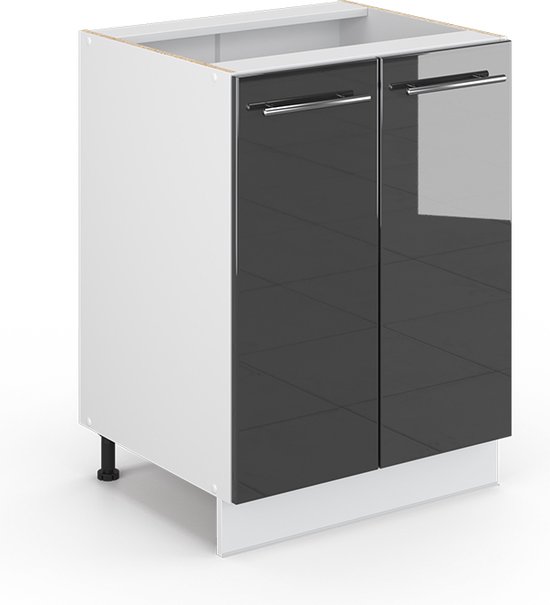 Fornuiskast Fame-Line 60 cm Wit/Antraciet Hoogglans Modern