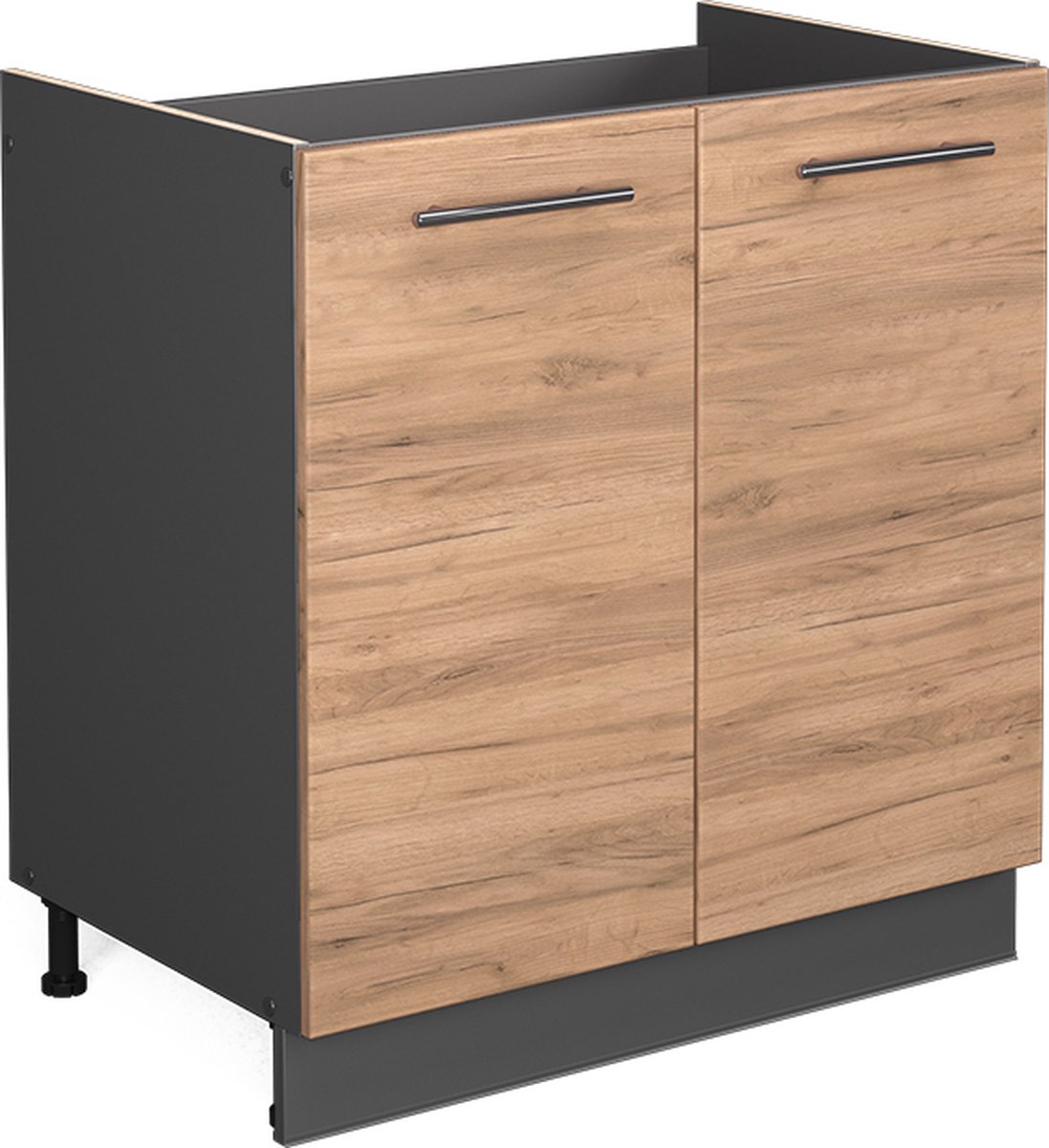 Vicco Fame-Line Wastafelkast – 80 cm, WB Antraciet Krachtige eik goud
