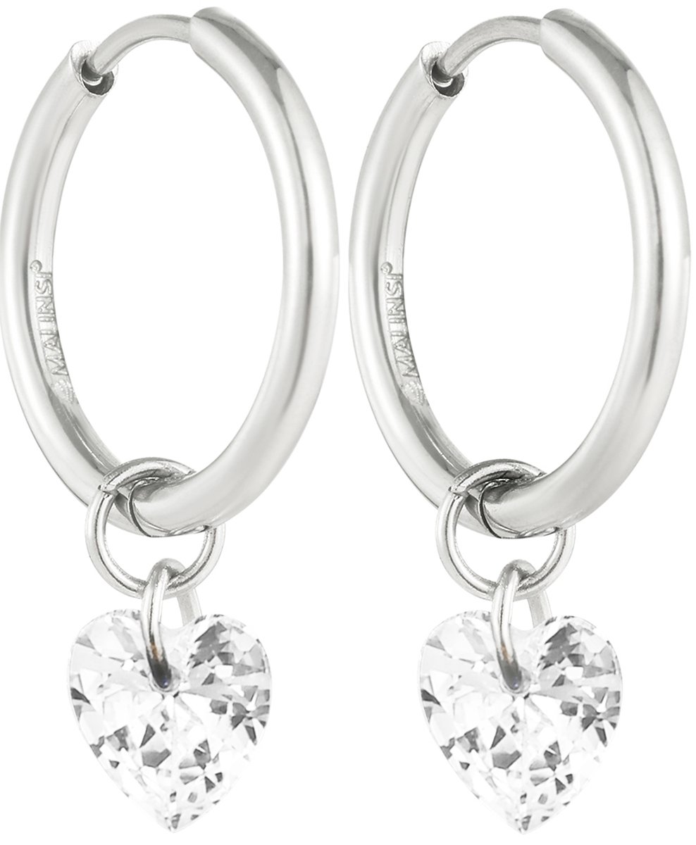 Malinsi® Oorbellen Dames Hybrid Hart - Zilverkleurig 12mm RVS - Sieraden Oorringen Vrouw - Oorstekers meisje