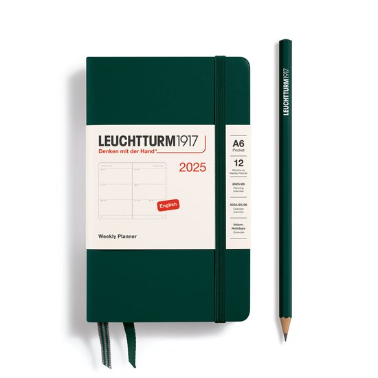 Leuchtturm1917 - Weekly - A6 - Pocket - 12 maanden - 2025 - Hardcover - Forest Green