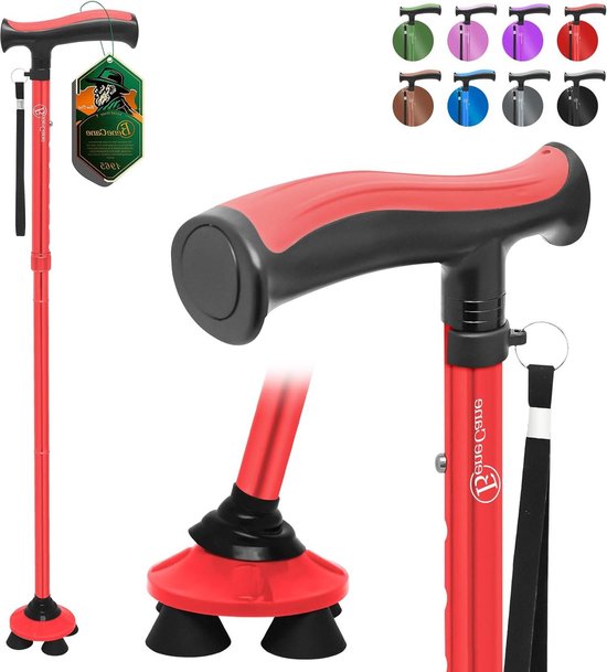 Foto: Benecane opvouwbare wandelstok voor senioren lichtgewicht quad stok met t handvat wandelstok