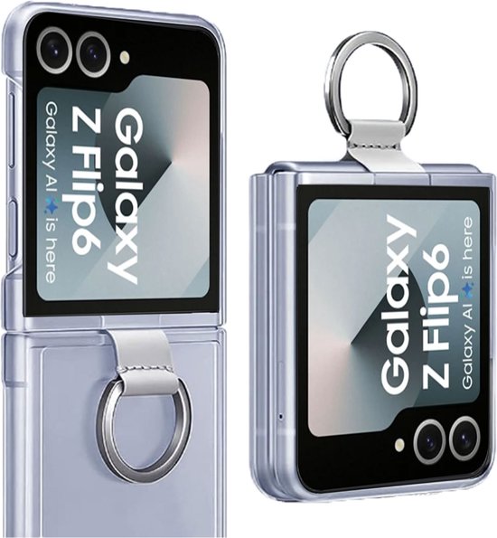 Foto: Geschikt voor samsung galaxy z flip 6 hoesje shock proof case ring voor grip cover transparant