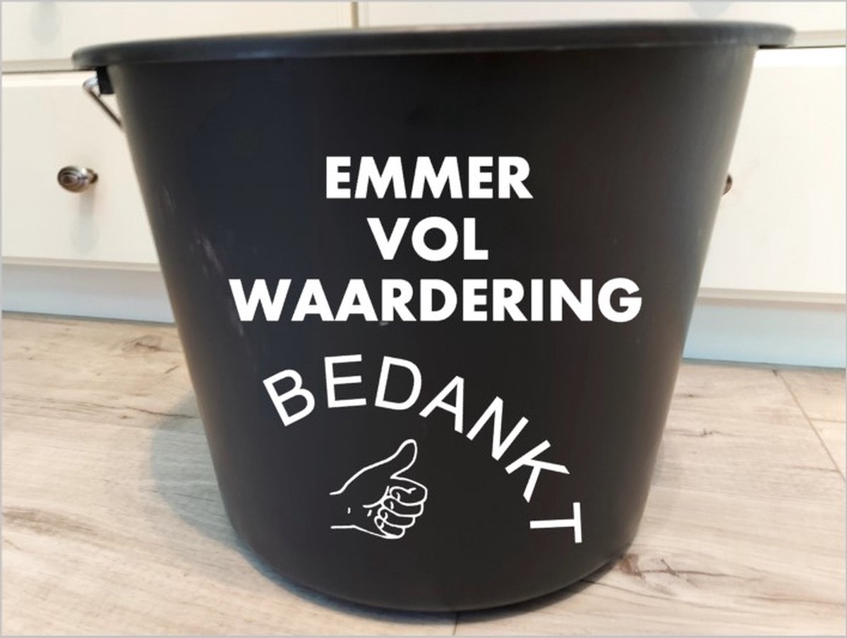 Goedkoopste Bedrukte emmer Bedankt, Emmer met tekst, Emmer vol waardering bedankt, Bedrukte emmer, Emmer, Cadeau