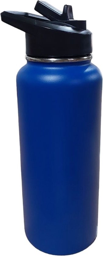 Gourde - Gourde 1 litre, 32oz - BPA & Leakproof - Gourdes en acier inoxydable à double paroi - Gourde adultes - Blauw