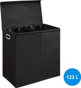 Bol.com ACAZA Wasmand - Wassorteerder - 122 liter - uitneembare Zakken - Zwart aanbieding